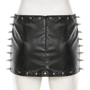 <span class=keywords><strong>Jupe</strong></span> Courte Sexy en Similicuir Noir pour Femme, Style Punk, avec Rivets, Sans <span class=keywords><strong>Culotte</strong></span>, Idéale pour l'Été - Product Image 4