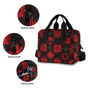 Christmas Patterns Customs Two Shoulder Strap Zipper Large Capacity Fashion Lunch Cooler Bag - Product Image 5