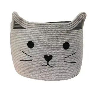 DLL363 Đồ Lót Dệt Cotton Hình Mèo Dễ Thương Phong Cách Bắc Âu Giỏ Đựng Đồ Chơi Trẻ Em Tắm Cơ Thể Với Đồ Trang Trí Nhà Tay