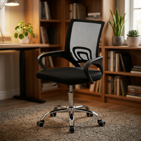 Chaise de bureau moderne noire à dossier en maille, pivotante à 360 degrés, réglable en hauteur, chaise de jeu pour ordinateur à domicile avec base en métal robuste