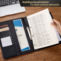 Cartera de negocios de 2 anillos con cierre de metal, carpeta de cuero de imitación A4 personalizada para director, Compendio A4