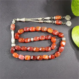 Islamic Wholesale Tesbih Tasbeeh 8*12mm 33 Natural Red Agate Muslim gift for Ramadan Rosary Prayer Beads Tasbih