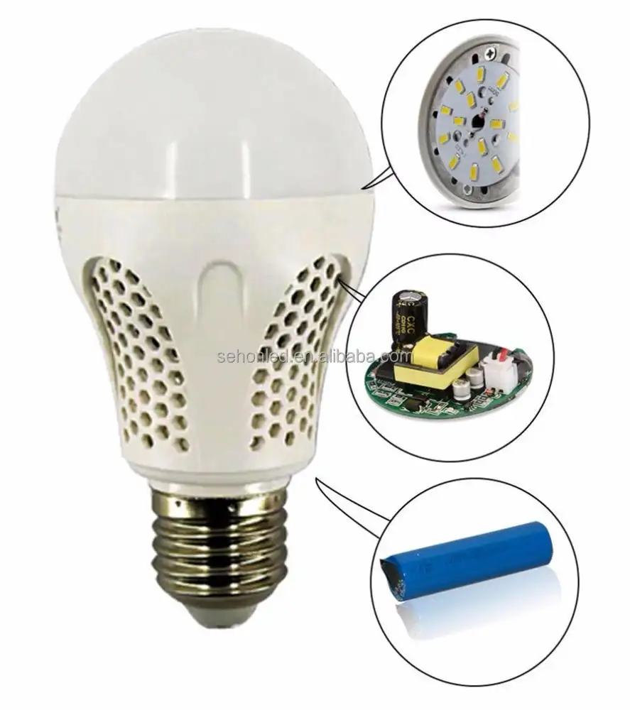 ポータブルコードレス充電緊急電球充電電球EmergLedライトバッテリーバッテリー付き充電式LED電球