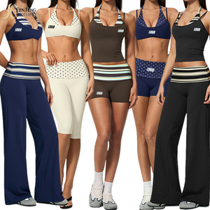 Under Lulu Custom Logo 5 Piece Yoga Set Fitness & Yoga Wear Activewear Yoga Set Bra Vest Shorts Leggings Sportswear Wholesale