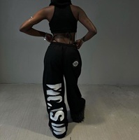 Pantalon de jogging sérigraphié avec strass personnalisé pantalon baggy vintage à jambes larges pantalon de survêtement en coton empilé pour hommes