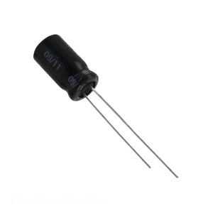 Condensador de Aluminio de 100uF, 20%, 25V, Radial TH, Canal del Fabricante ESY107M025AE3AA - Product Image 1