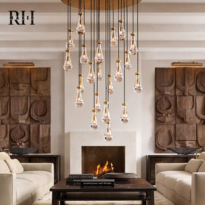 Lampadario Rotondo in Vetro e Ottone Stile Americano RHMAKER, Fonte di Luce Regolabile, Standard Globale, Arredamento RH <span class=keywords><strong>per</strong></span> la Casa - Product Image 3