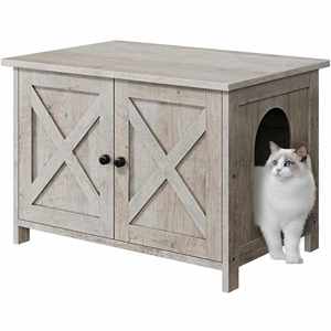 Meuble litière multifonctionnel pour chat avec double porte, toilettes pour chat, table d'appoint pour humain et animal domestique - Product Image 5