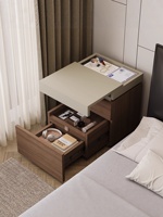 Table de chevet en bois massif, 2 tiroirs, design moderne et minimaliste, compartiment caché, design anti-basculement, lumière tactile, luxe pour chambre à coucher