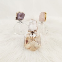 Nouveau produit lancement Agate Rose Quartz couvercle bouteille de parfum en cristal de Quartz naturel avec verre autres artisanat en cristal