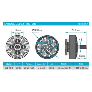 Rushfpv <span class=keywords><strong>Vroom</strong></span> Farouk 2505.5 2000kv SBang Freestyle Impact Brushless FPV อุปกรณ์เสริมสำหรับรถบังคับวิทยุ - Product Image 5