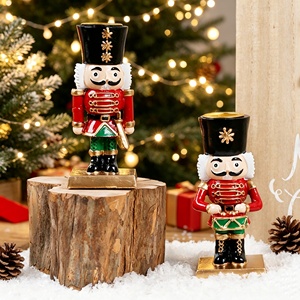 Wholesale Painted <b>Nutcracker</b> Candle Holder Set Bright Uniform Finish Classic Soldier Shape Christmas Tabletop Ornament - Product Image 1