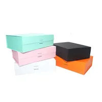 Großhandel Custom Logo Umwelt freundliche Luxus Pink Schwarz Kleidung Schuh Verpackung Faltpapier Magnet verschluss Geschenk box
