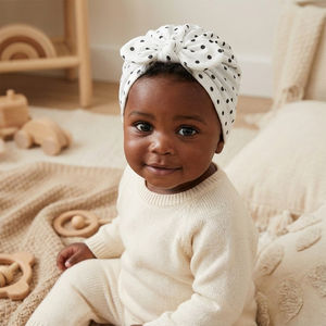 Chapeau pour bébé avec oreilles de lapin, nouveau style, couleur unie et pois, nœud indien, mignon, lavable, écologique, polyester, toutes saisons - Product Image 2