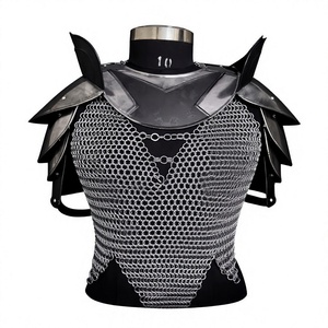 Steel Chainmail Armor Set With Shoulder Pauldrons And Arm Guards Silver Plated Fashion Costume Wearable Metal Craft - Product Image 3