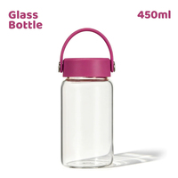 Tasse en verre borosilicate de haute qualité 450 ml avec poignée portable et couvercle, légère, couleur macaron, idéale pour les trajets quotidiens