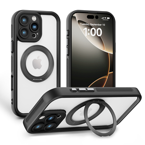 Premium Transparent Magnetic <b>Ring</b> TPU+PC <b>Phone</b> Case with Integrated Stand Minimalist Design for 16 17 Pro - Product Image 2