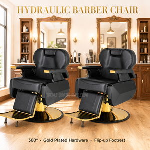 Nuova Poltrona da Barbiere Dorata Idraulica Reclinabile, Sedia Professionale per Salone di Bellezza, Attrezzatura Resistente per Parrucchieri - Product Image 2