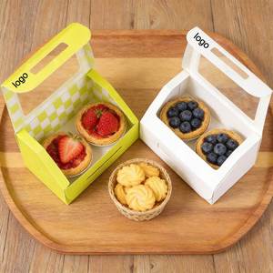 Factory Direct Customizable Free Design Colored <b>Paper</b> Food Box With Handle Portable Ideal for Pastry Packaging - Product Image 1