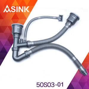 Tubo de Desagüe para Fregadero de Cocina, Doble, con Rosca Curva, Diámetro Exterior de 84.5mm, Fácil Instalación - Product Image 3