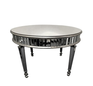 Elegante <span class=keywords><strong>Tavolo</strong></span> <span class=keywords><strong>da</strong></span> <span class=keywords><strong>Pranzo</strong></span> Rotondo <span class=keywords><strong>con</strong></span> Specchio e <span class=keywords><strong>Piano</strong></span> <span class=keywords><strong>in</strong></span> <span class=keywords><strong>Vetro</strong></span> Argentato Anticato - Product Image 1