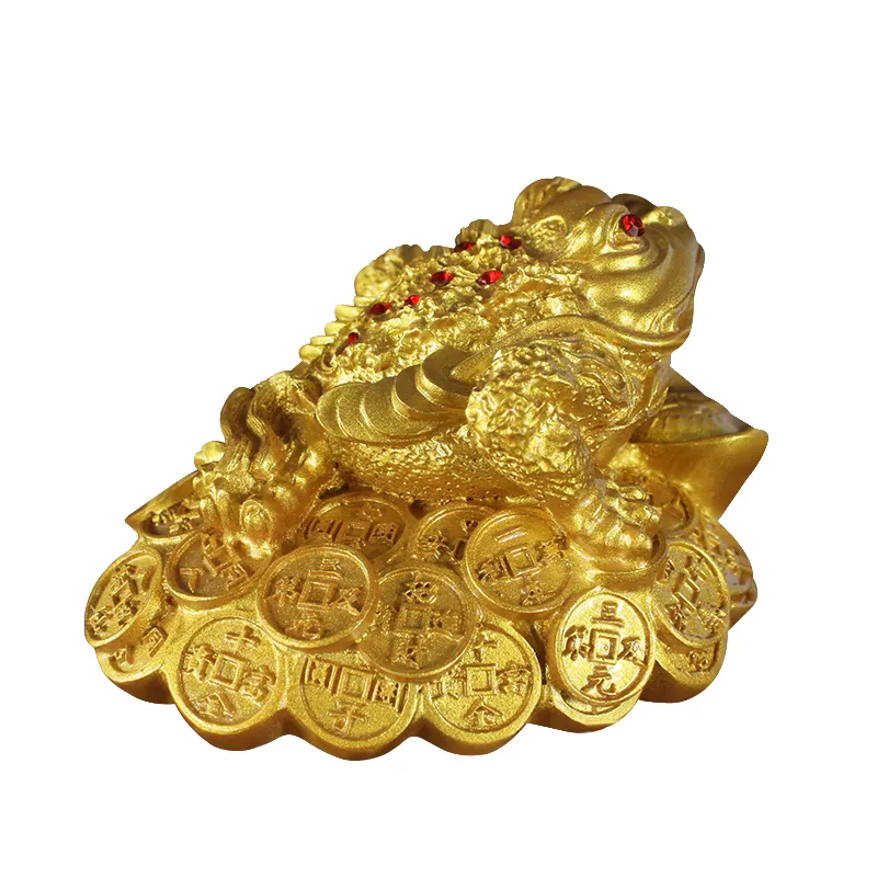 Harga grosir kustom Cina seni tradisional meja dekorasi atas katak emas warna katak feng shui ornamen produk kekayaan