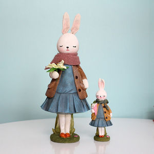 Figura de Conejito Adorable, Artesanía de Resina con Patrón Floral, Decoración para el Hogar, Regalo para Niñas - Product Image 3