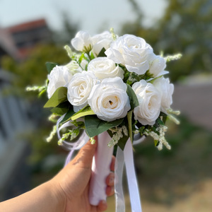 Fleur artificielle blanche <span class=keywords><strong>pour</strong></span> mariage, bouquet de mariée, <span class=keywords><strong>d</strong></span>écoration de mariage, fleur <span class=keywords><strong>pour</strong></span> demoiselles <span class=keywords><strong>d</strong></span>'<span class=keywords><strong>honneur</strong></span> et enfant <span class=keywords><strong>d</strong></span>'<span class=keywords><strong>honneur</strong></span> - Product Image 2