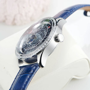 นาฬิกาข้อมือผู้ชายหนังแท้ รุ่น SM1049 แบรนด์ส่วนตัว ดีไซน์พิเศษ ขอบหน้าปัดประดับเพชร กลไกอัตโนมัติ Miyota พร้อมหน้าปัดวินาทีหมุนได้ - Product Image 2