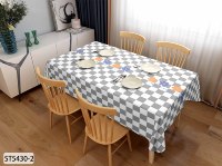 Nappe Moderne Imperméable et Anti-Taches, Facile à Nettoyer, Motif Floral à Carreaux Gris, pour Cuisine, Salle à Manger, Pique-Nique