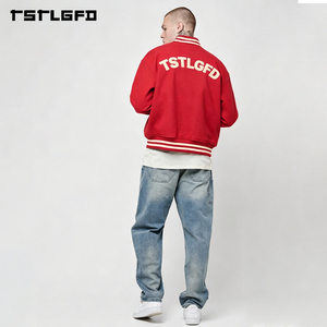 Blouson universitaire réversible personnalisé avec broderie chenille et lettres universitaires, style streetwear, double face, vente en gros - Product Image 5