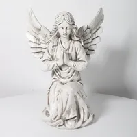 Sculpture en résine d'ange fée priant, agenouillée, ailée, faite à la main, peinte à la main, décoration de jardin, pelouse, maison