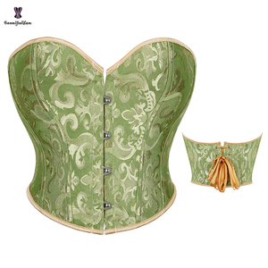 Corsetto Vintage Gotico a Fascia con Lacci, Top Corto in Raso <span class=keywords><strong>Elastico</strong></span> con Stecche, Bustier Taglie Forti 6XL, Tinta Unita da Donna - Product Image 5