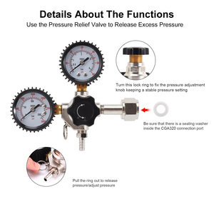 Regulador de <span class=keywords><strong>CO2</strong></span> para Barril Sankey, Rosca de Entrada W21.8 / CGA320, Regulador de <span class=keywords><strong>CO2</strong></span> para Cerveza Casera para Monitorear la Carbonatación - Product Image 3