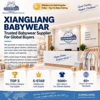 XIANGLIANG K38 Setelan Pakaian Bayi Kerah Lebar Kemeja Garis Tebal dan Celana 6 9 12 18 24B 3T Setelan Pakaian Bayi Katun Grosir