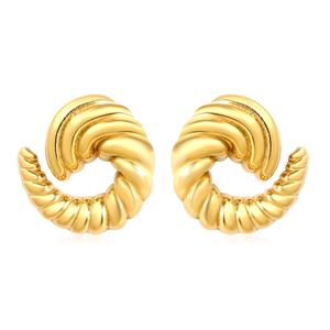 Boucles d'oreilles tendance en spirale en acier inoxydable plaqué or PVD 18 carats pour femmes, bijoux étanches, clous d'oreilles géométriques - Product Image 1