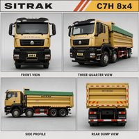 Camion benne SITRAK C7H 8x4 Euro 3 440HP d'occasion avec transmission manuelle 12 vitesses HW25712 pour l'exportation
