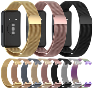 Bracelet de montre magnétique milanais en acier inoxydable pour <span class=keywords><strong>Huawei</strong></span> <span class=keywords><strong>Band</strong></span> 10 9 8 Bracelet de remplacement Bracelet à boucle en métal - Product Image 4