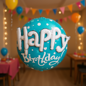 Party Love Happy <b>Birthday</b> Foil Balloon Blue 56cm Round Metallic Party <b>Decorations</b> <b>for</b> Kids <b>Birthday</b> Parties - Product Image 2
