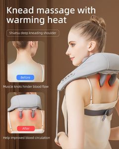 Appareils de massage portables électriques pour le dos, le cou et les épaules avec chaleur et soutien cervical pour les massages en voyage - Product Image 2
