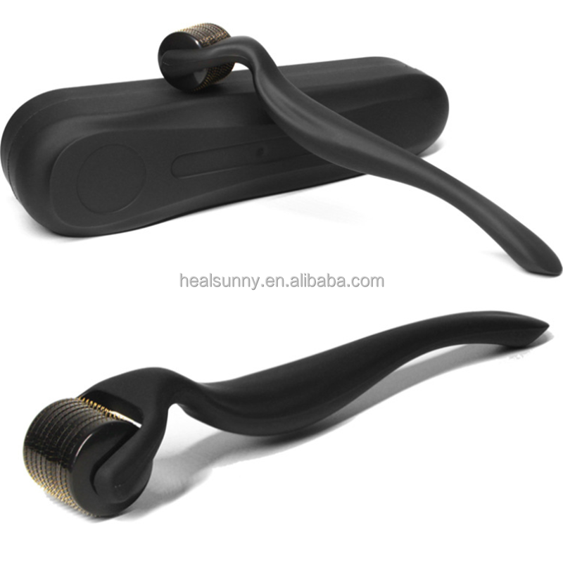 Матовый черный волос Дерма ролик против выпадения волос лечение волос рост дермароллер Дерма ролик 1,5 мм титана