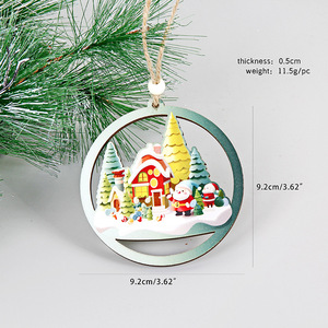 Hot Selling High Quality <b>Wooden</b> Circle <b>Christmas</b> <b>Tree</b> Decoration Hollow Out Eco-friendly Hanging Pendant Ornaments - Product Image 5