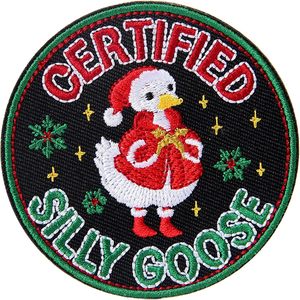 Certified Silly Goose Christmas Iron On <b>Patch</b> Round Embroidered Animal Meme <b>Morale</b> <b>Patch</b> Xmas Decoration Gift - Product Image 1