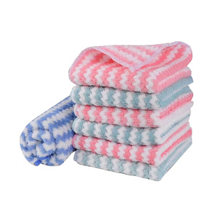 Cationic Towel Absorbent Microfiber Square <b>Kitchen</b> Cleaning <b>Cloth</b> Stripe Pattern Pink Blue Green - Product Image 5