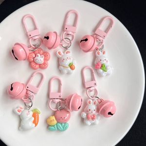 Hot Selling Wholesale Cute Radish <b>Rabbit</b> Keychain Small Gift Pendant Tulip Keyring for Kids Best Friend Gift - Product Image 1