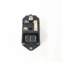 Conector de Alimentación CA AC-14-F16 10A 3 en 1 con Fusible, Interruptor Basculante y Pin con Orejeta para Montaje en PCB