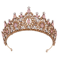 Meilleures ventes 2026 : Coiffe de mariée en cristal, style baroque, avec strass bleus effet gelée, couronne de mariée en alliage, diadèmes de mariée