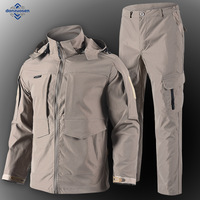 Combinaison de camouflage Danossen pour l'extérieur, printemps-automne, unisexe, en coton durable, avec chapeau amovible, veste tactique pour l'alpinisme et l'entraînement