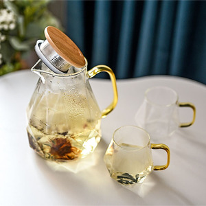 <span class=keywords><strong>Carafe</strong></span> en verre sans plomb ni chrome à motif losanges, avec poignée, grande capacité, style moderne, idéale pour les fêtes - Product Image 4