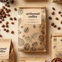Sacs à café en papier kraft à fond plat imprimés sur mesure avec fermeture éclair et valve, emballage alimentaire, sac à café, échantillon gratuit disponible